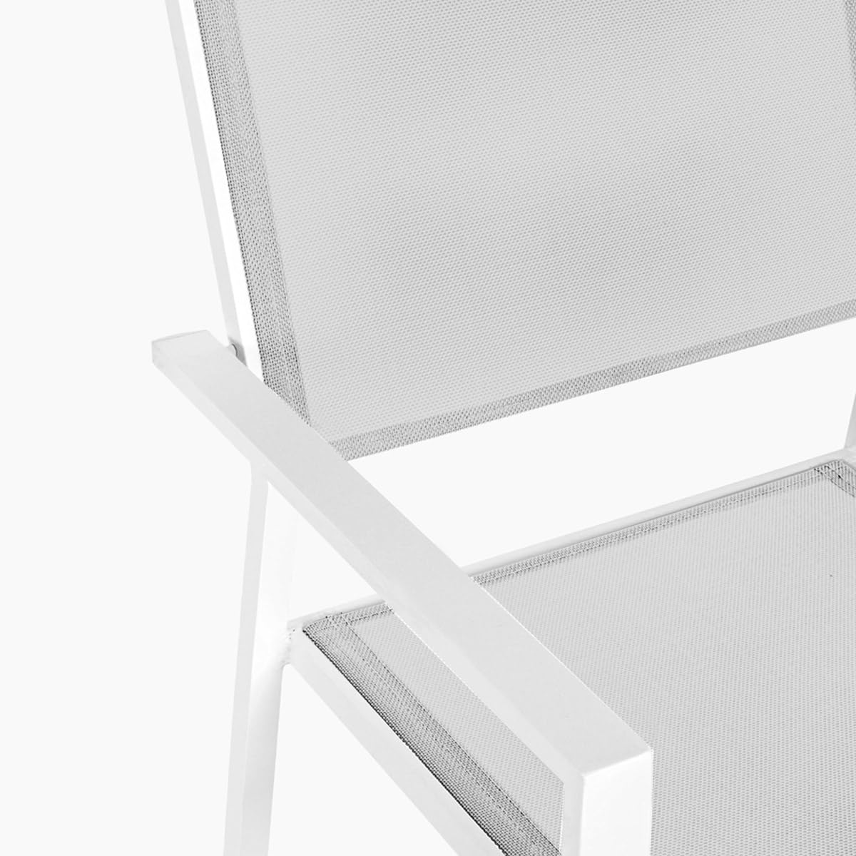 Yellowshop - HILL Set 6 sedie da giardino esterni con braccioli struttura in alluminio e textilene Antracite, Bianco o Coffee (Bianco)