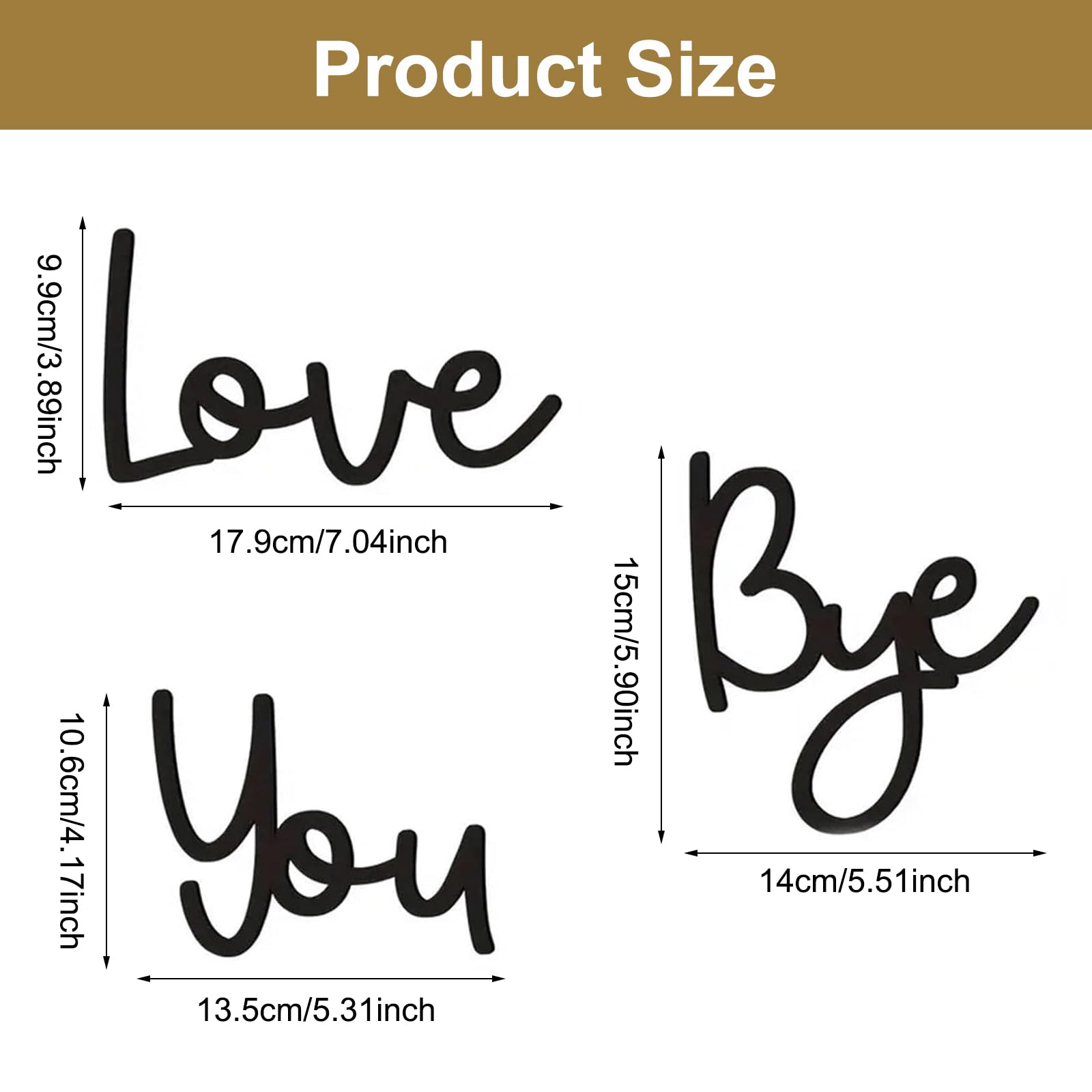 Twinsun Love You Bye Above Door Sign, Modern Black Letter Sign Wall Art, 15cm x 14cm - Image 2