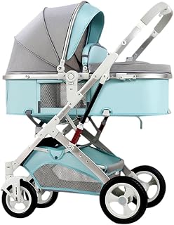 Baby Stroller for Infant and Toddler, Lightweight Baby Pram Stroller for Newborn, Baby Pushchair High Landscape Baby Carriage Two-Way Pram Trolley Ideal for 0-36 Months (Color : Blue A)