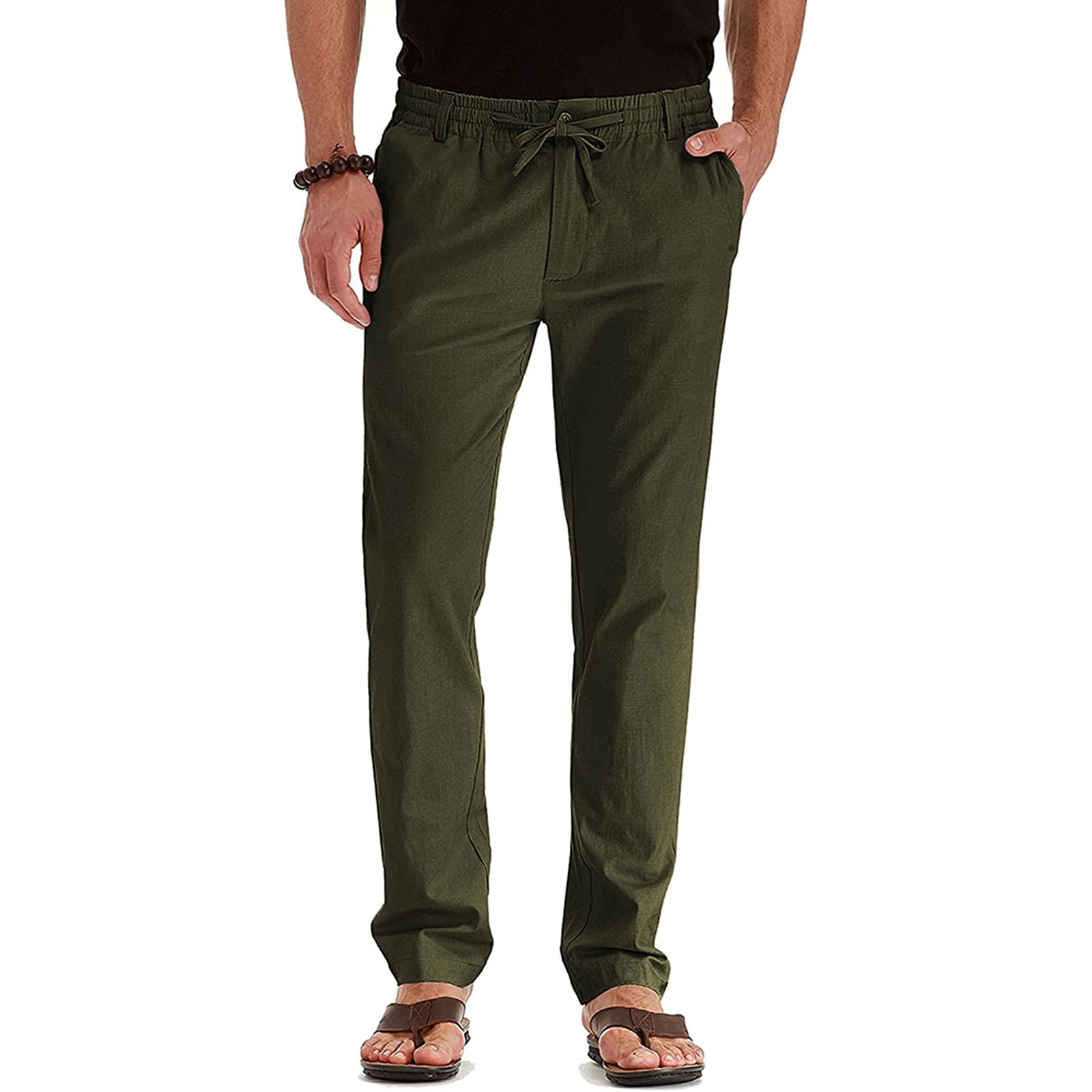 Mens Dress Pants Slim Fit Flat Front Chino Pants Casual Stretch Business Pant Wrinkle-Resistant Classic Khaki Slacks
