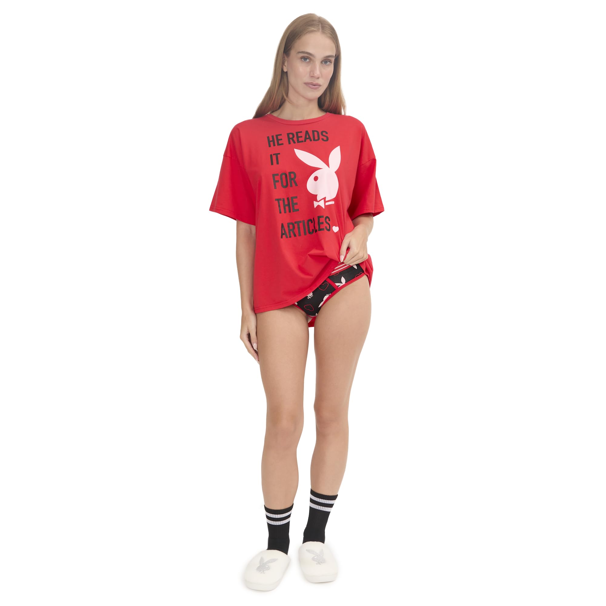 Playboy Amazon Exclusive Pajama Lounge Sets in Silky Satin, Soft Jersey & Cotton Fabrications Ensemble de Pijama (Lot de 2) Femme