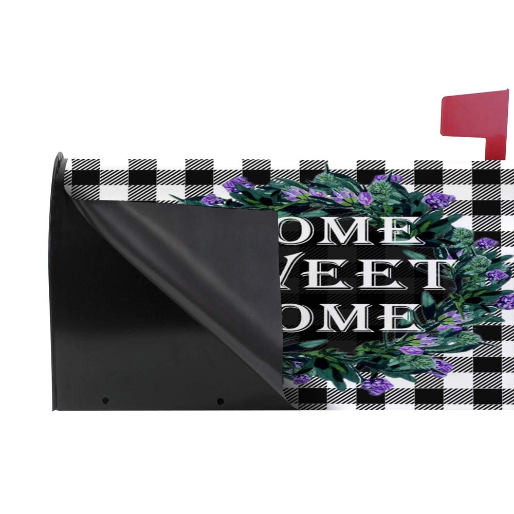 Home Sweet Home Plaid Magnetic Mailbox Cover – Waterproof, Fade-Resistant, Easy To Install (Fits Most US Mailboxes)