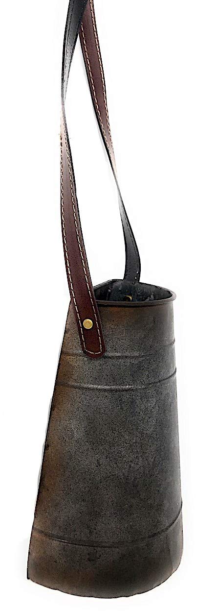 DNS Doniczka ścienna rustykalna metalowa półwiadro z paskiem ze sztucznej skóry wiszące dekoracyjne kwiaty sukulenty kaktus do wewnątrz na zewnątrz (24 cm x 18 cm)