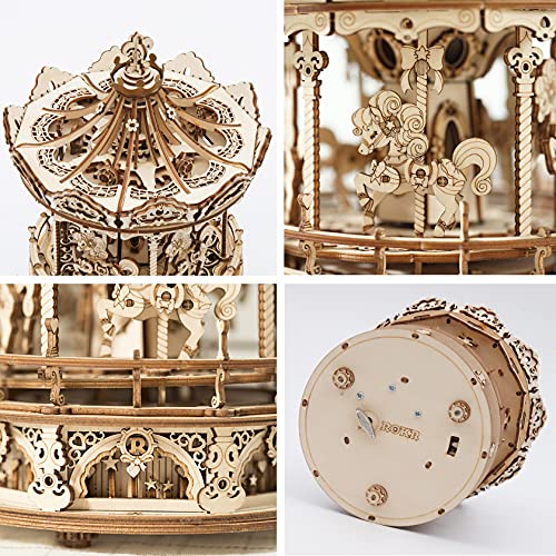 Rokr 3D Wooden Puzzles Music Box - Diy Model Building Kit Mechanical Merry-Go-Round Exquisite Display Gifts For Teens Man/Woman Family #TOP2