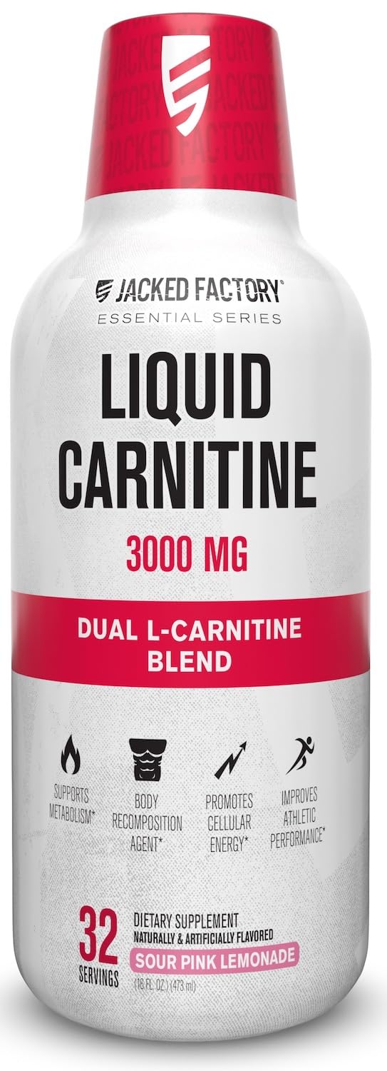 Jacked Factory Liquid Carnitine - L Carnitine 3000mg - Supports Metabolism, Enhances Body Recomposition, Promotes Cellular Energy, and Improves Athletic Performance - 32 Servings, Sour Pink Lemonade
