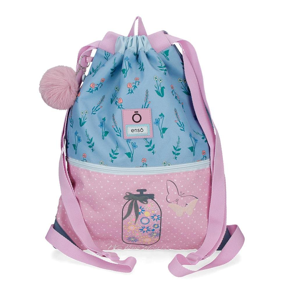 Enso We Love Flowers Mochila Saco Con Cremallera Rosa 35x46 cms Poliéster