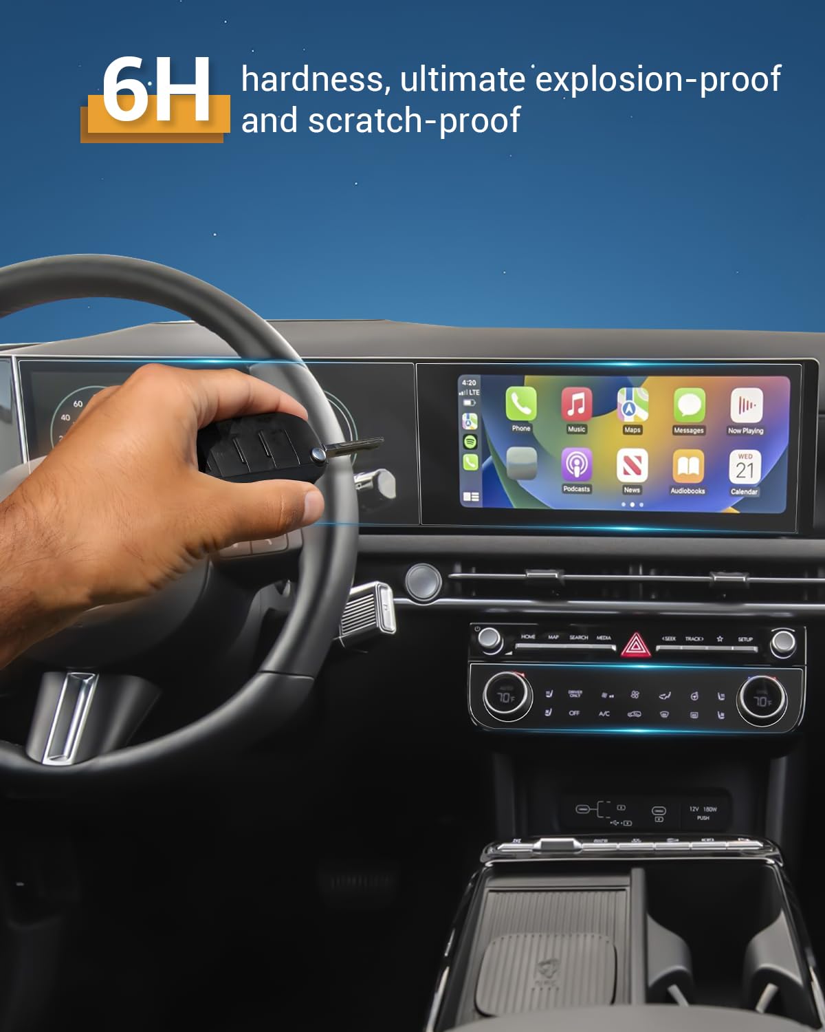 YEE PIN [6 PCS] Nano PET Displayfolie Set für Hyundai Tucson NX4 2025 2026 | 12.3" Navigation+ 12.3" Digital Cockpit+ Klima Nano PET 6H Anti-Kratzen Schutzfolies Set für Tucson NX4 Facelift 2025 Zubehör