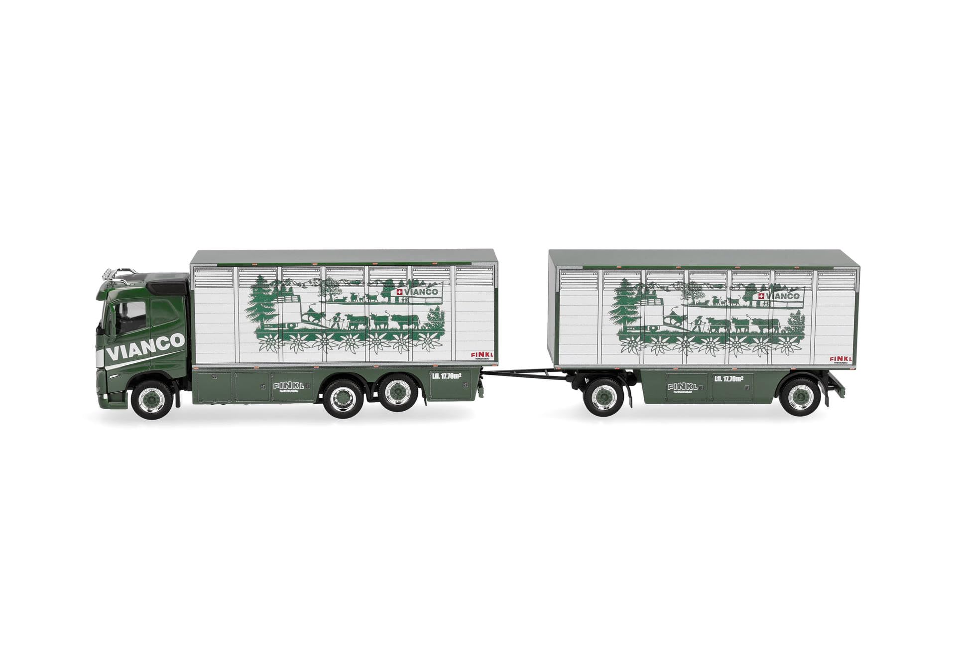 Herpa 320832 | Volvo FH GL FD 2020 | wózek transportowy dla bydła | Vianco (CH| 1:87