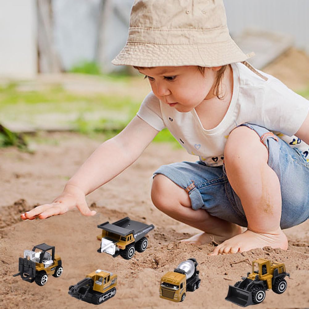 JiaggO Alloy Mini Construction Vehicles,Toy Car Construction Set,Engineering Vehicles Set with Excavators Mixer Truck Bulldozers Forklift,Building Educational Gift Toys for Boys-5pcs - Image 4