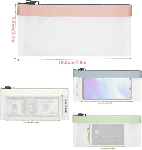 Miniatura 2 de 4 bolsas de dinero con cremallera, bolsa de dinero para efectivo, bolsa bancaria, organizador de dinero transparente para dinero en efectivo,