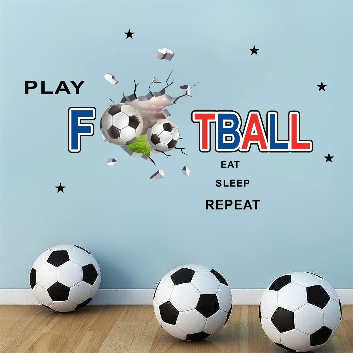 Pegatina de pared Fútbol,Decoración de Dormitorio de Niños,Adhesivos De Pared Fútbol,Etiqueta De Pared Futbol,Pegatinas de pared con Fútbol para Dormitorios para Niños Habitación Jóvenesl