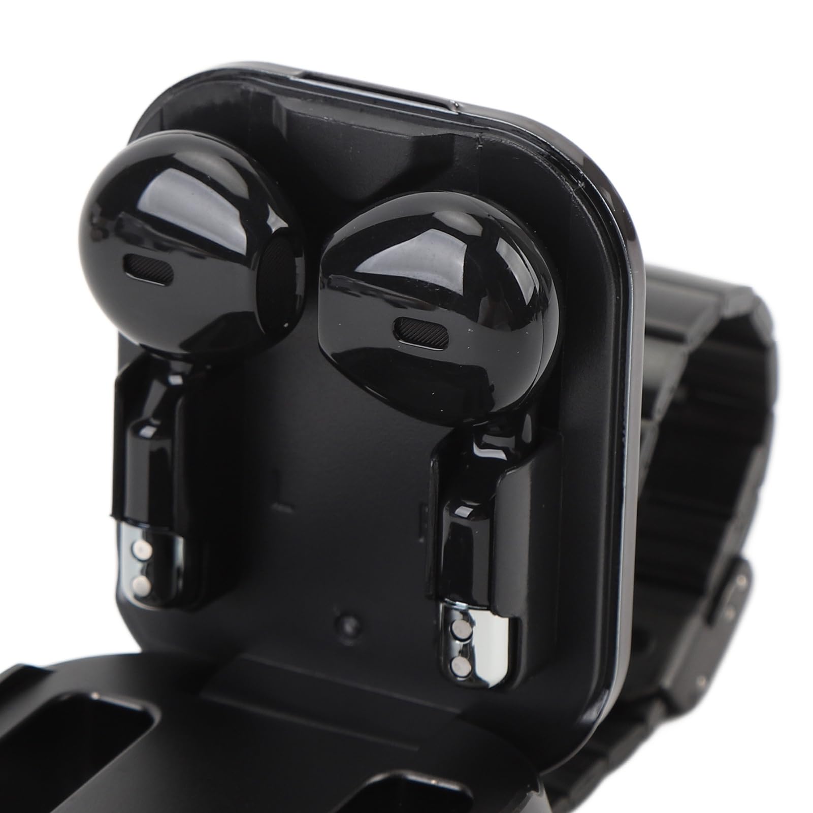 EMUKOEP 2-in-1-Smartwatch mit Ohrhörern, 2,01 Zoll, Bluetooth, Musik, Schrittzählung, Sportuhr für (Schwarzer Stahl)