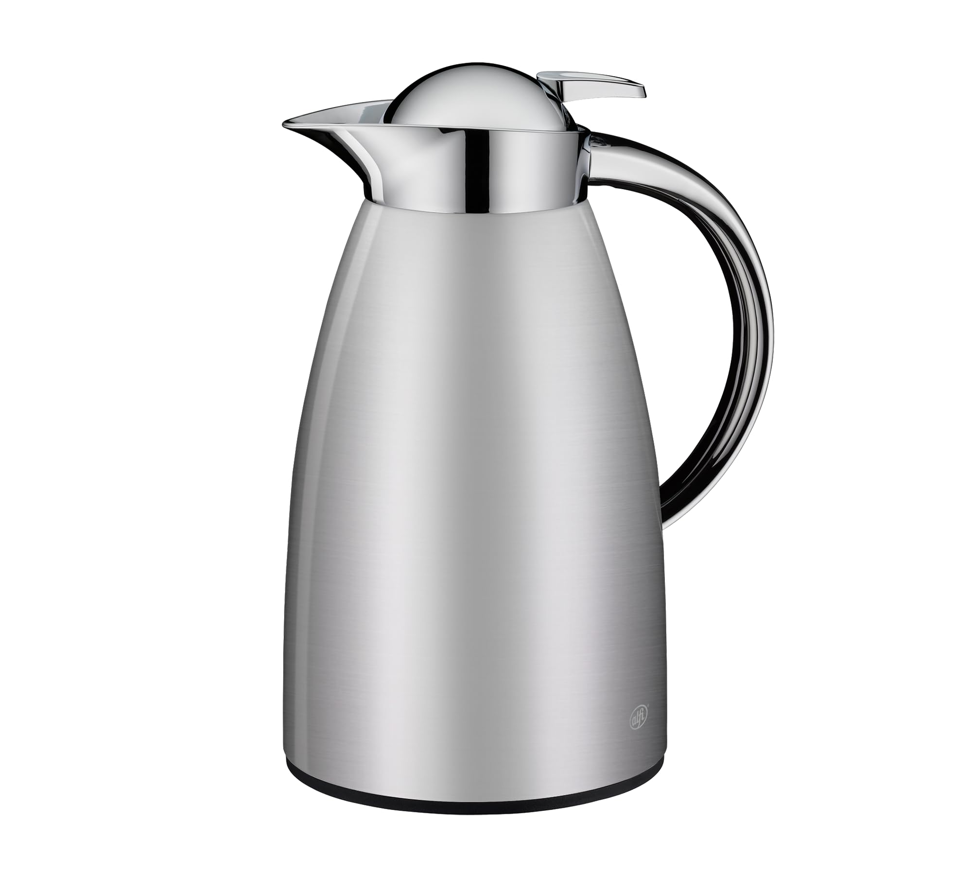 alfi SIGNO 1,0 l, pichet isotherme en acier inoxydable avec insert en verre trempé hygiénique, bouchon à vis avec bouton poussoir confortable, poignée ergonomique, d'une seule main, idéale comme