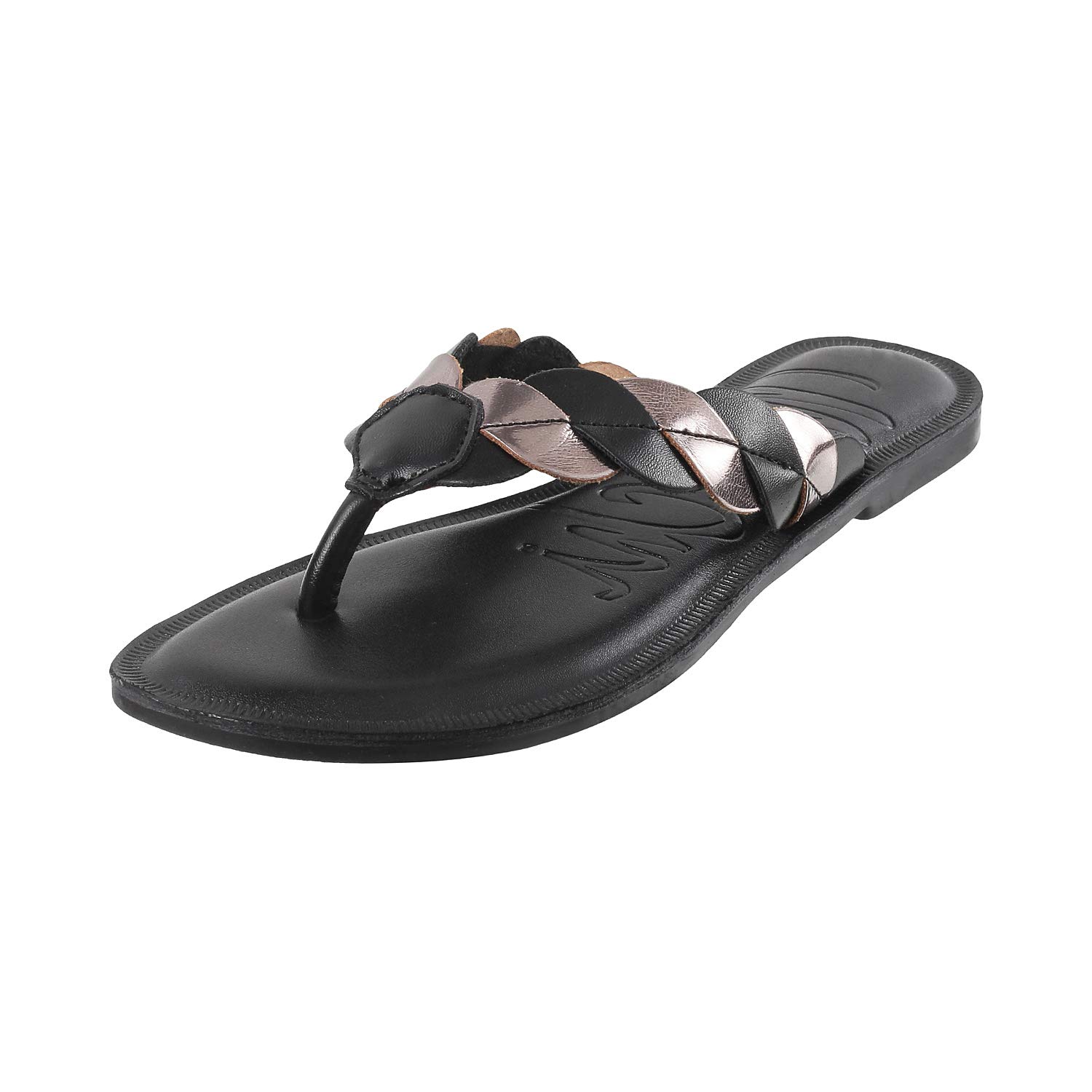 Women's Gold Faux Leather Fashion Slipper Sandals