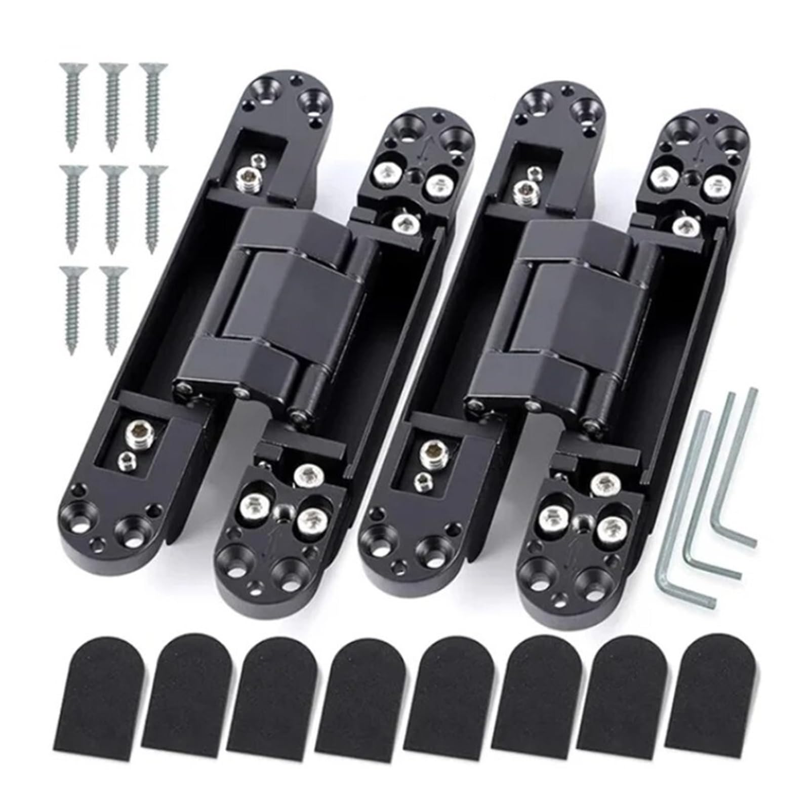 Cbtyacvlp 2Pcs 80Kg-Black 2 Pack Adjustable Hidden Invisible Door Hinge For Cross Wooden Door Outward Opening(2Pcs 80Kg-Black)