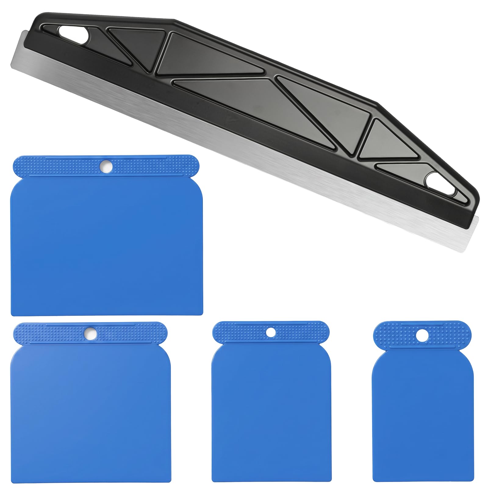 Paint Edger & Trim Guard 12 inch Stainless Steel Straight Edge Tool Paint Shield with 4 Pcs Plastic Scrapers Trim Painting Tool for Precise Trimming, Create Clean Crisp Lines on The Walls and Ceiling