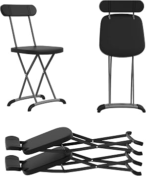 S AFSTAR Folding Chair Set of 4, Heavy-Duty Foldable Chairs with Solid X-Shape Metal Frame Hold Up to 400 lbs, 4 PCS Lightweight Folding Chairs for Garden Patio Backyard, Home & Commercial Use, Black