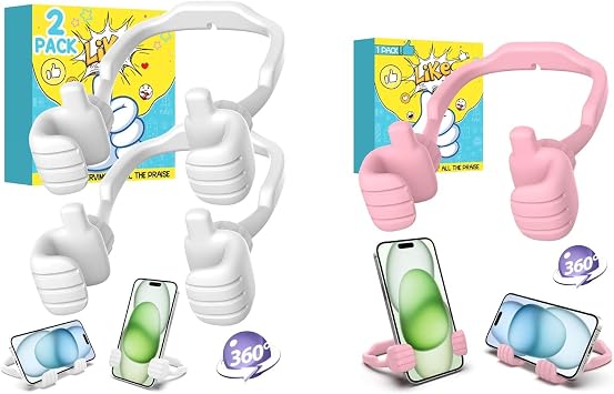 CALDEVER Thumbs Up Lazy Phone Stand 3 Pack White Pink