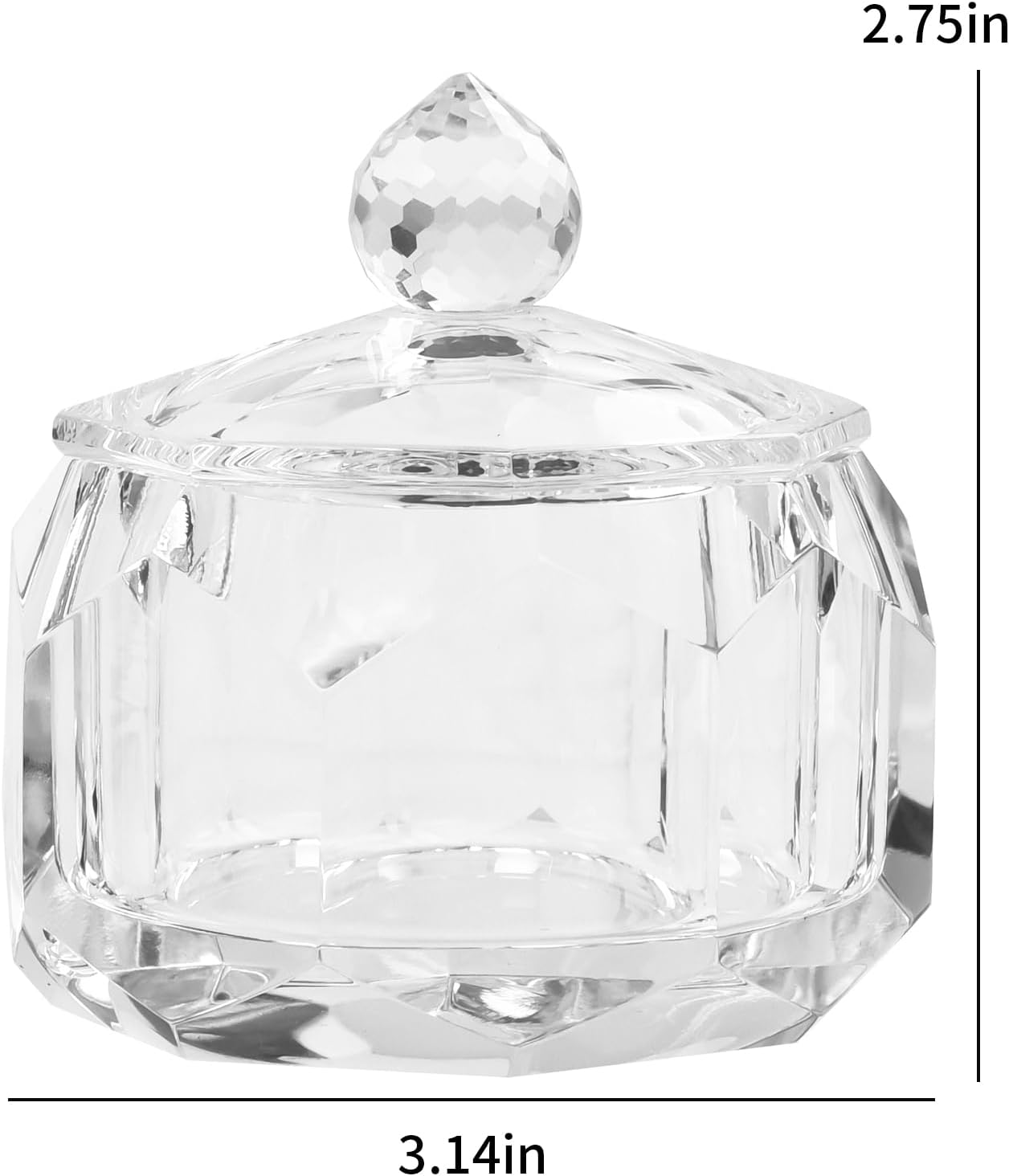 Crystal Jewelry Jar with Lid, Crystal Wedding Candy Buffet Jar, Home Decoration Party Cotton Swab Storage, Office Birthday Gift - Image 2