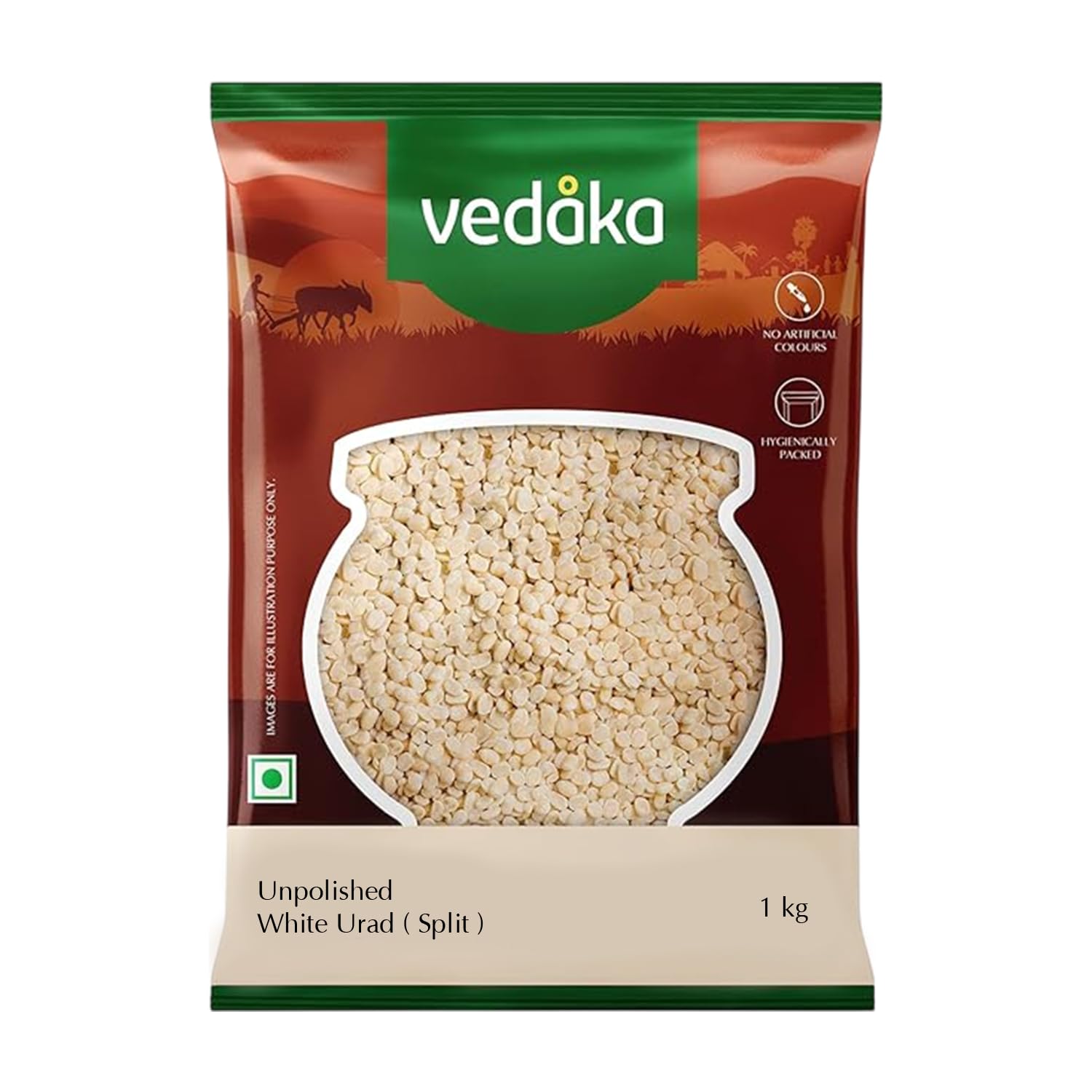 Amazon Brand - Vedaka Unpolished White Urad Dal Split | 1 Kg | Naturally Rich In Protein | No Cholesterol & No Additives