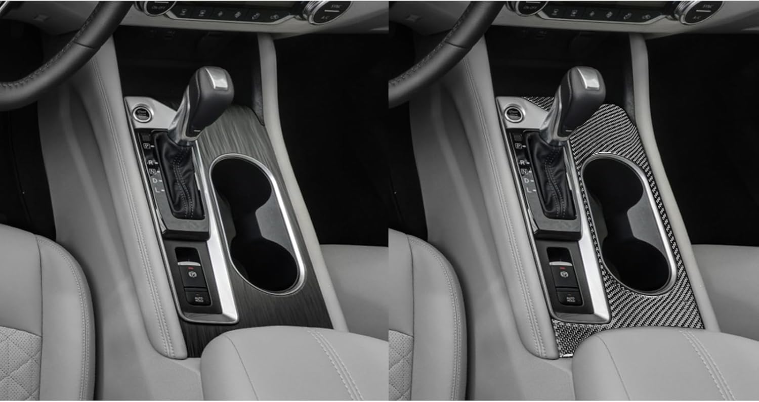 NVCNX Real Premium Carbon Fiber for Nissan Altima Accessories 2019-2025 2020 2021 2022 2023 2024 SV/SR/S/SL/Platinum/Edition ONE Center Console Gear Shift Panel Cover Interior Trim Sticker Decal 1PC