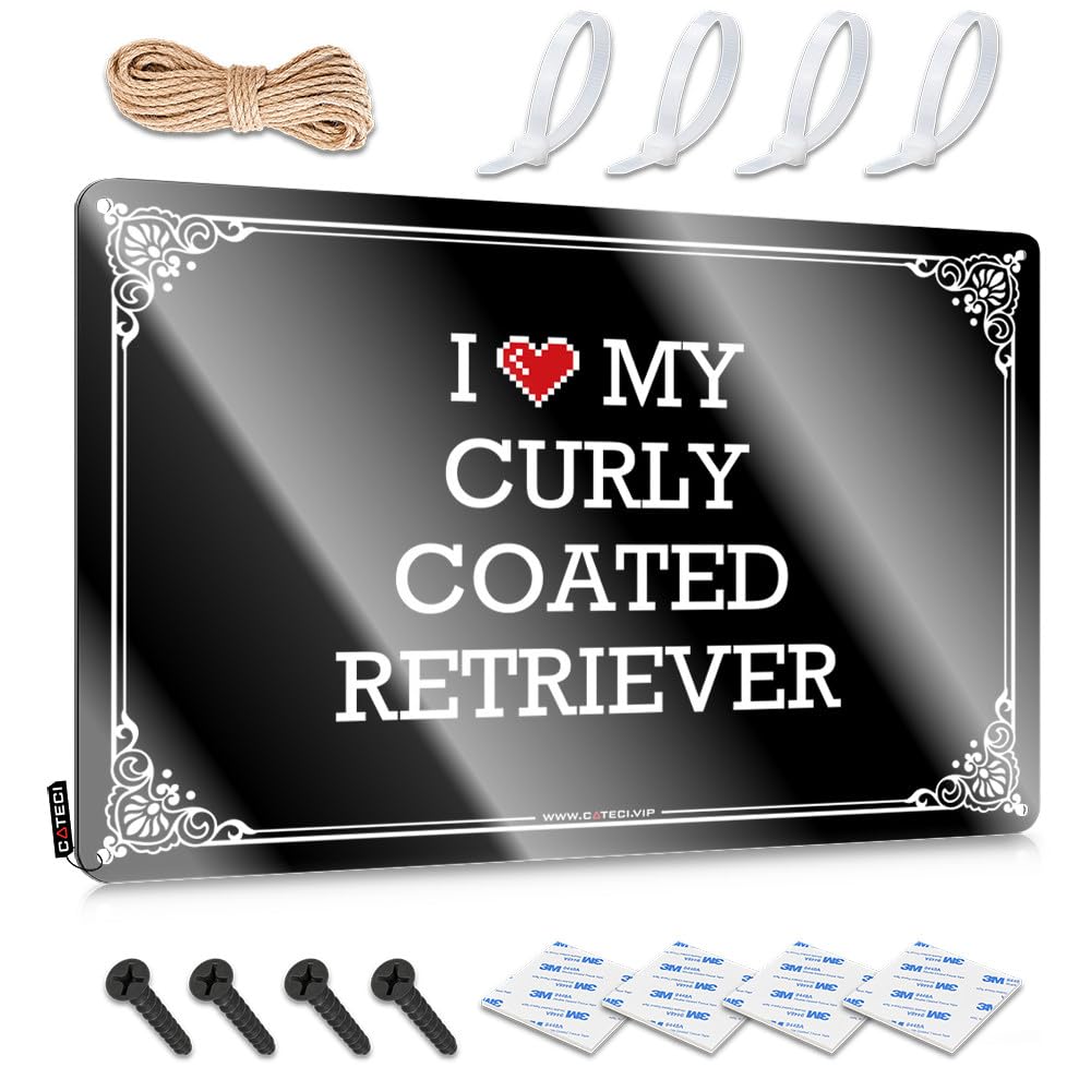 Lake House Decorations Accessories Decor - I Love My Curly Coated Retriever Sleek Metal Wall Art Ready To Hang For Cafe(30X40CM)