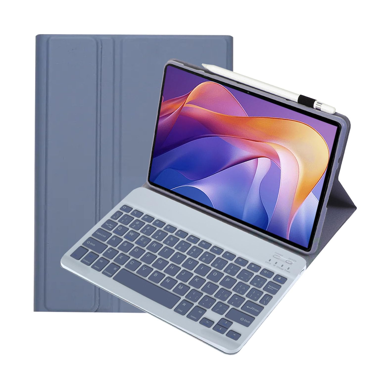 Funda Teclado Español Ñ para Xiaomi Redmi Pad 2/SE 11" Slim Cover con Teclado inalámbrico magnético extraíble QWERTY para Redmi Pad 2(Púrpura)