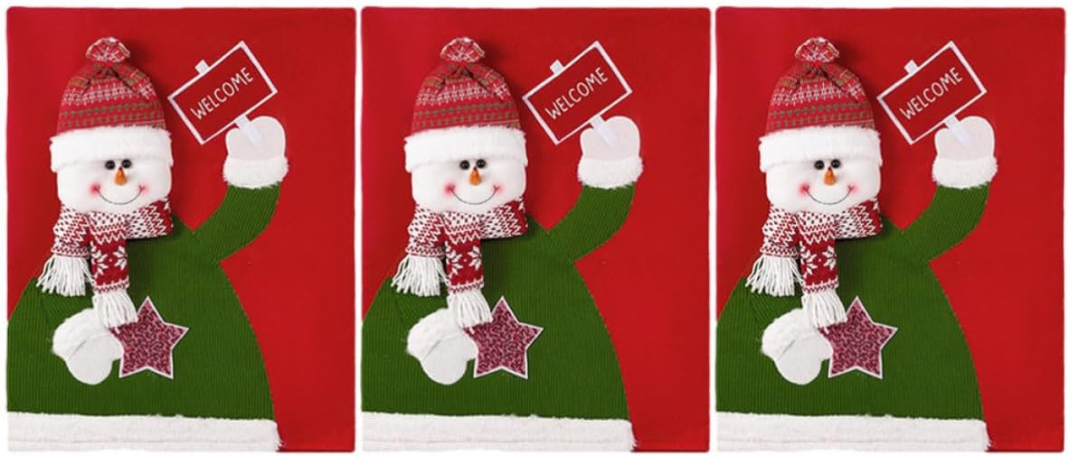 Chair Decoration Design Decorative Red Cover Christmas Snowman Back Slipcover Protective Short Plush Material for Festival Holiday Party Dining Room