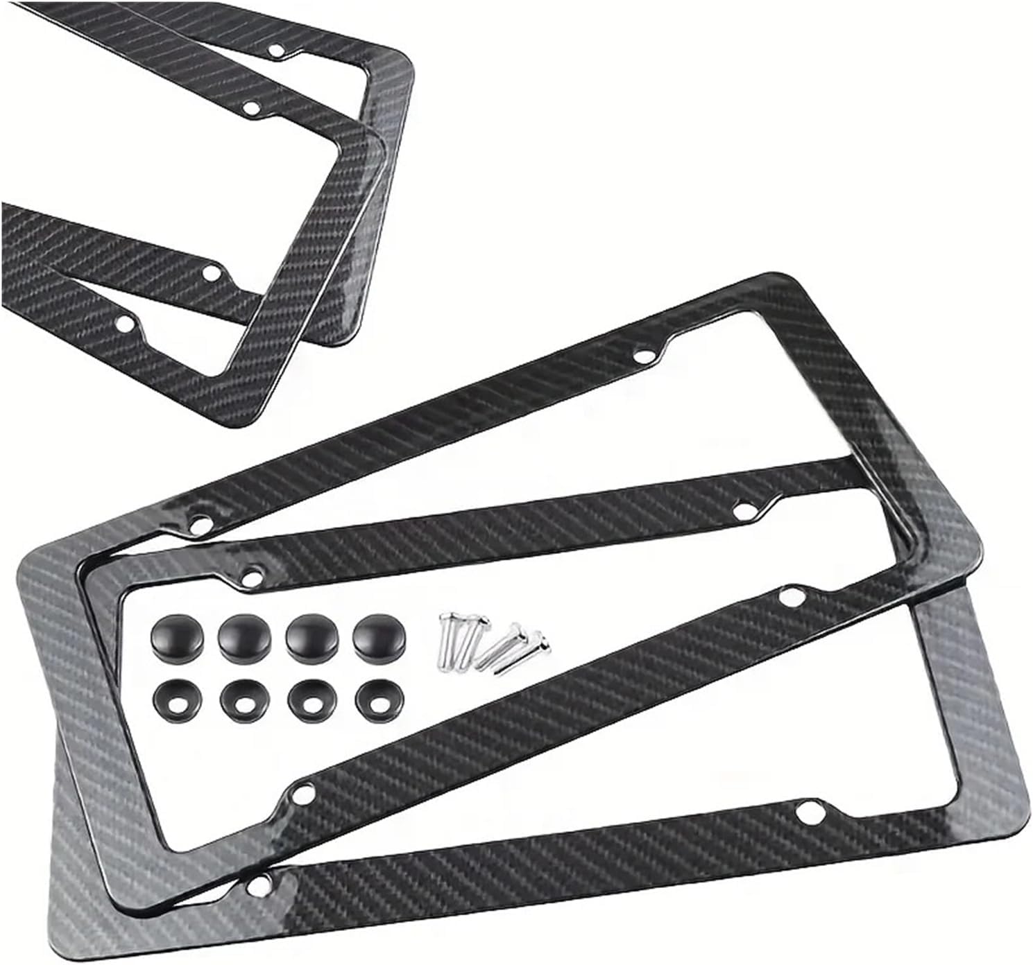 New Universal 30 * 15CM 1/2pcs License Plate Frame Carbon Pattern Plastic Bracket with Standard Screw Kits(2set)
