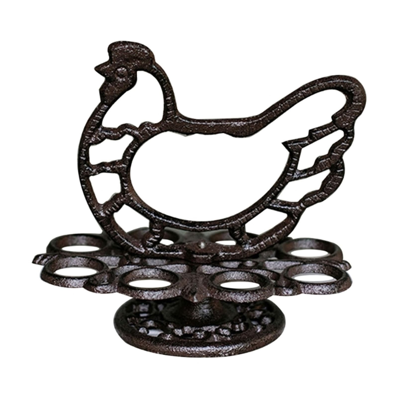 HZBB Farmhouse Cast Iron Eggs Rack with Rooster Design Suitable for Indoor Outdoor Use Eggs Rack
