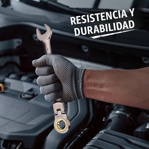 Miniatura 6 de HORUSDY Juego de 12 llaves de trinquete métricas de cabeza flexible con organizador  Juego de llaves combinadas de trinquete de 0.315-0.748 in  72