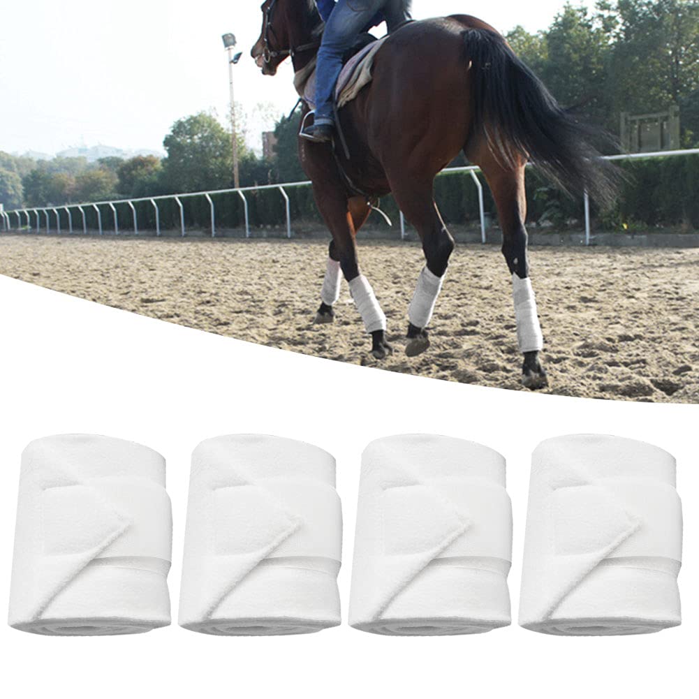 Cyrank 4 Rollos De Vendas para Patas De Caballo, Vendas Profesionales Gruesas De Felpa Suave Vendas para Patas Ecuestres Vendas De Felpa Protección para Botas De Caballo Soporte para Equipo Ecuestre