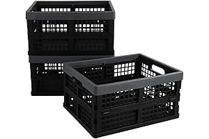 3-Pack 15 L Black Folding Plastic Storage Crate