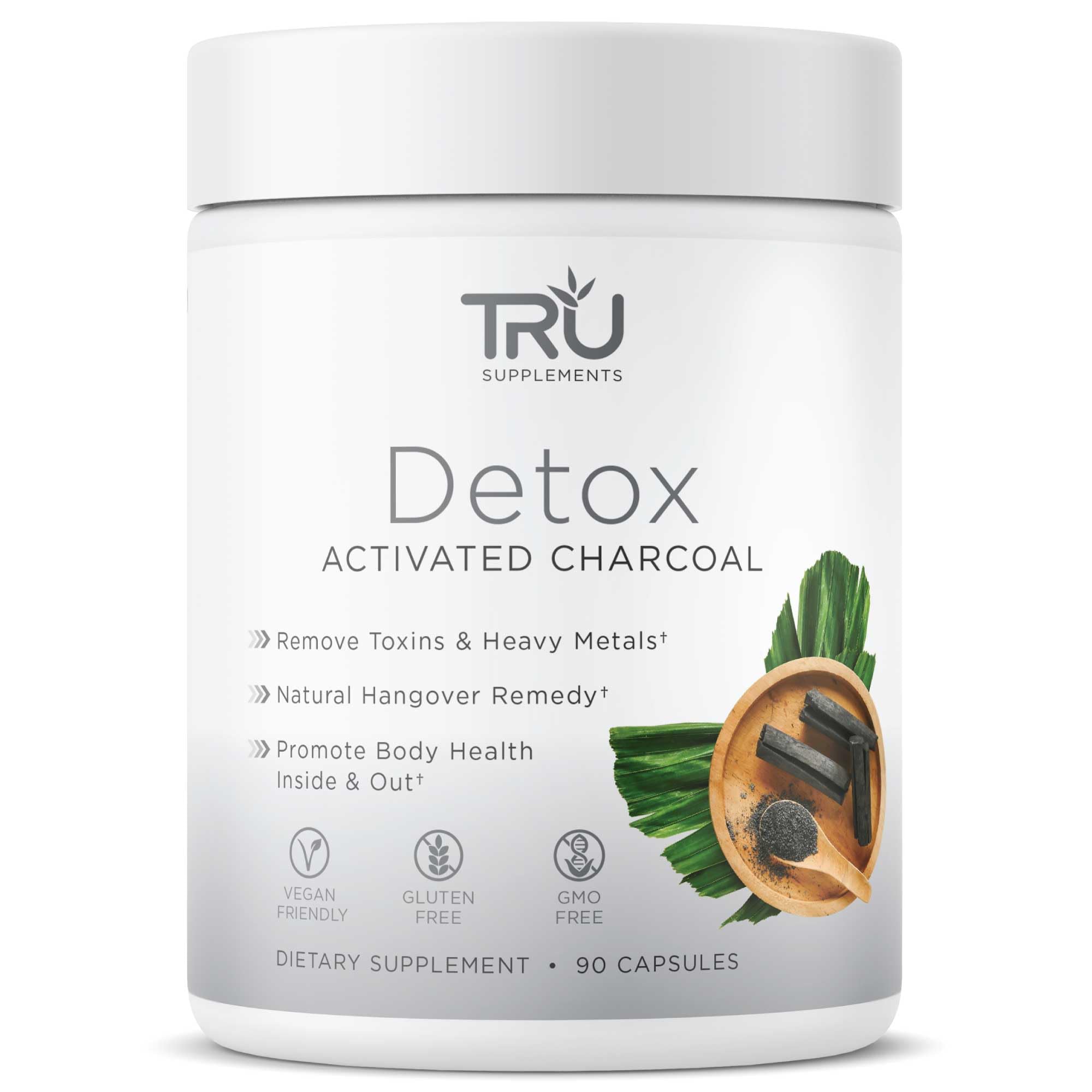 TRU SupplementsDetox Cleanse Capsules with Activated Charcoal, Whole Body Cleanse for Bloating Relief & Clear Skin, Vegan-Friendly Natural Detox Support, 60 Servings