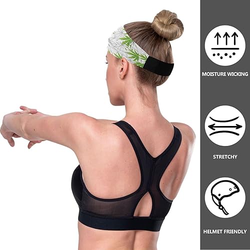 Miniatura 6 de OTVEE Diademas de marihuana con hojas verdes para mujer, bandas elásticas para el cabello para yoga, correr, deporte, antideslizantes, para niñas