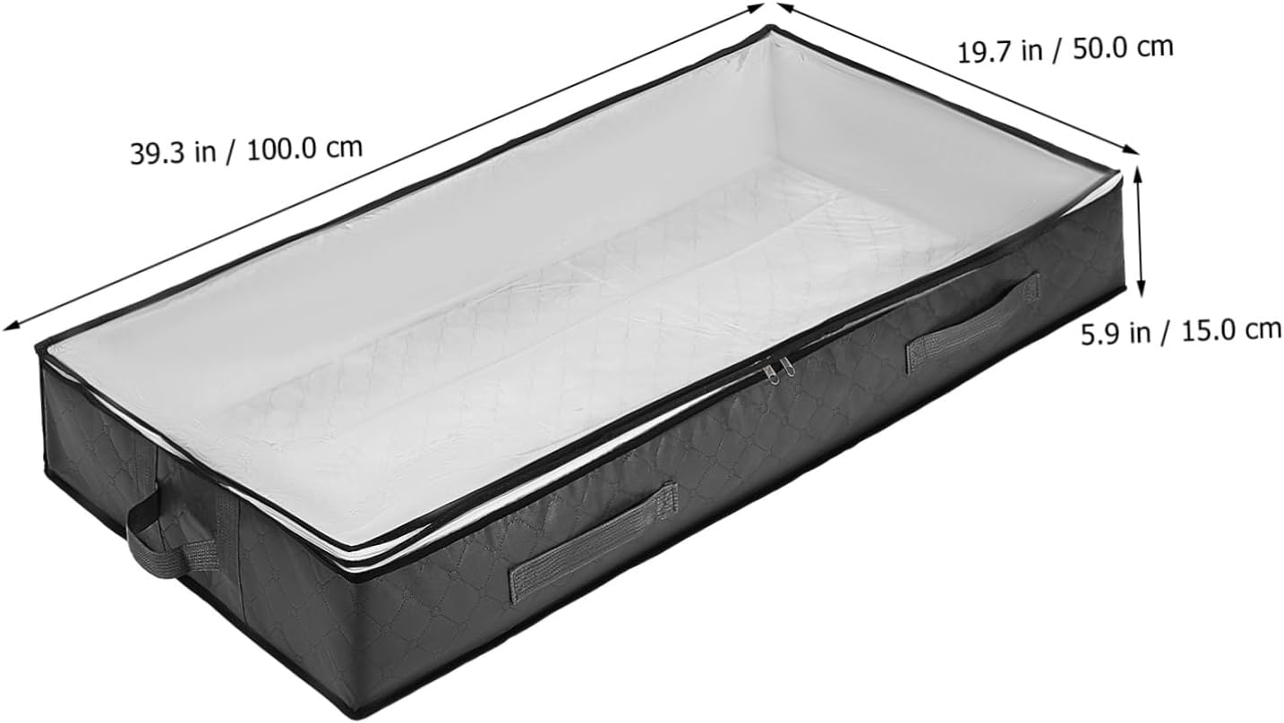Alipis 4Pcs Under Bed Storage Bags Foldable Clothes Storage Containers with Window and Handles for Easy Access for Bedding Organization Deep