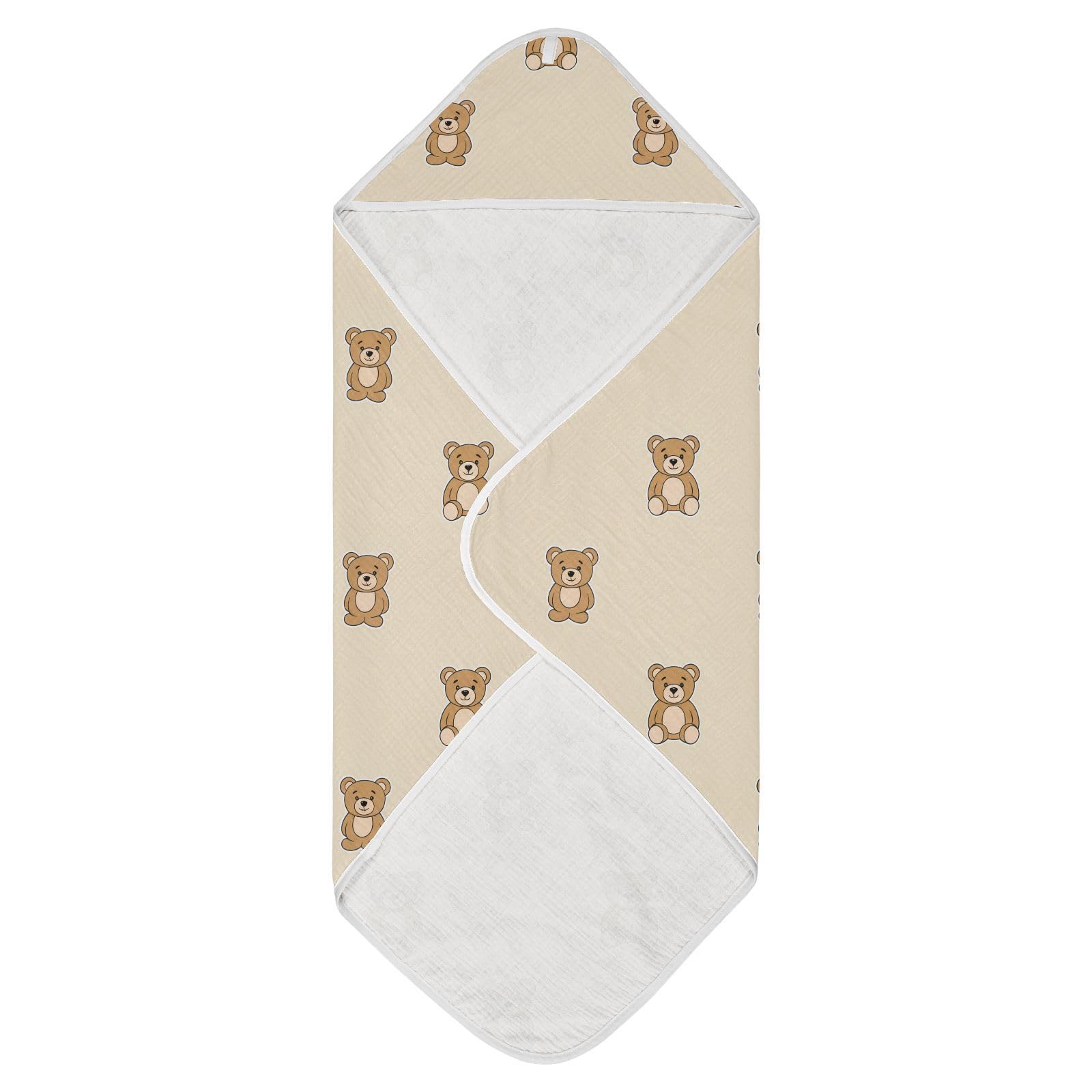 Msyxl Cartoon Bear Hooded Towel - Ultra Soft & Absorbent Muslin Cotton Bath Towel for Babies, Toddlers, Newborn - Boys & Girls Essential 30