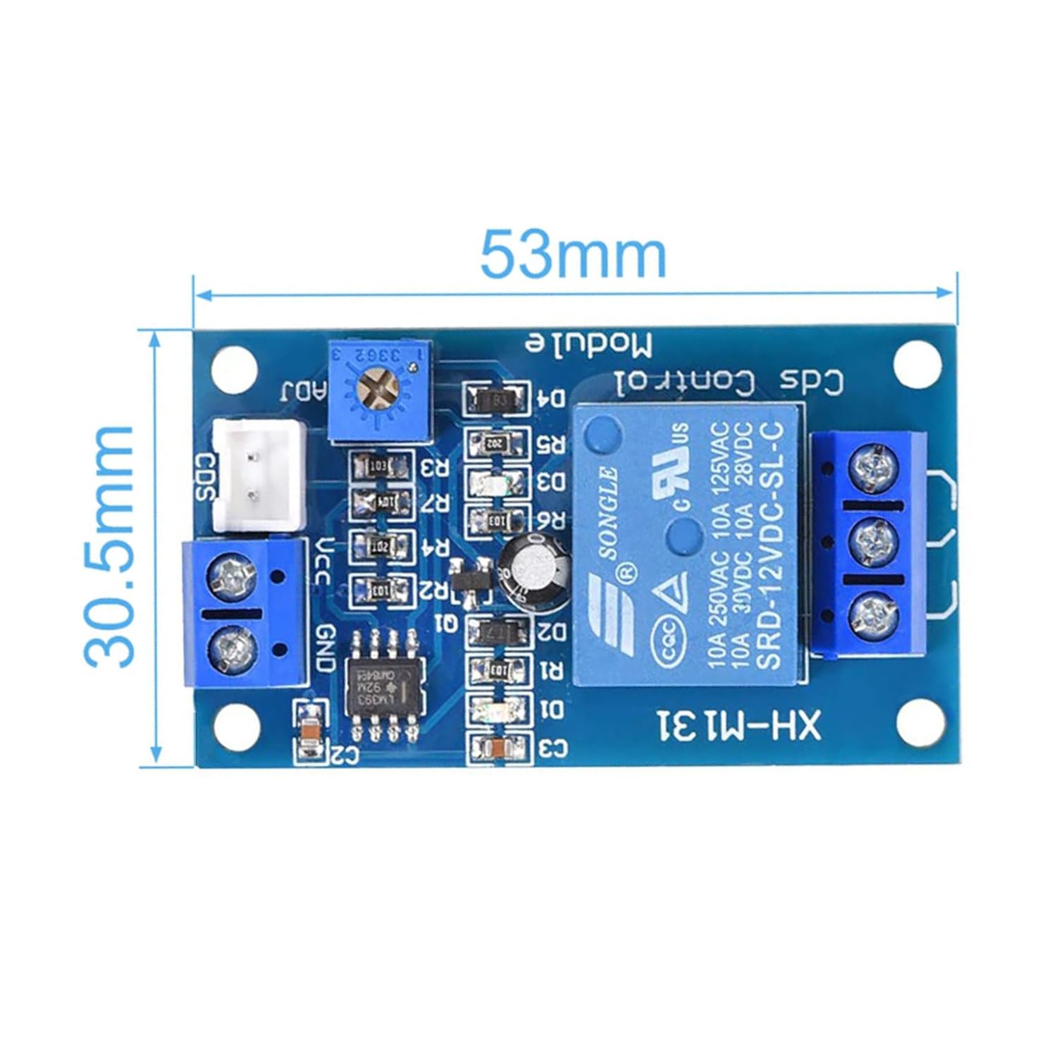 XH-M131 Module Relais de photorésistance Binghe 3 pièces XH-M131 DC 12V Interrupteur de Commande de lumière Module de Relais de photorésistance capteur de Commande de lumière Automatique avec câble