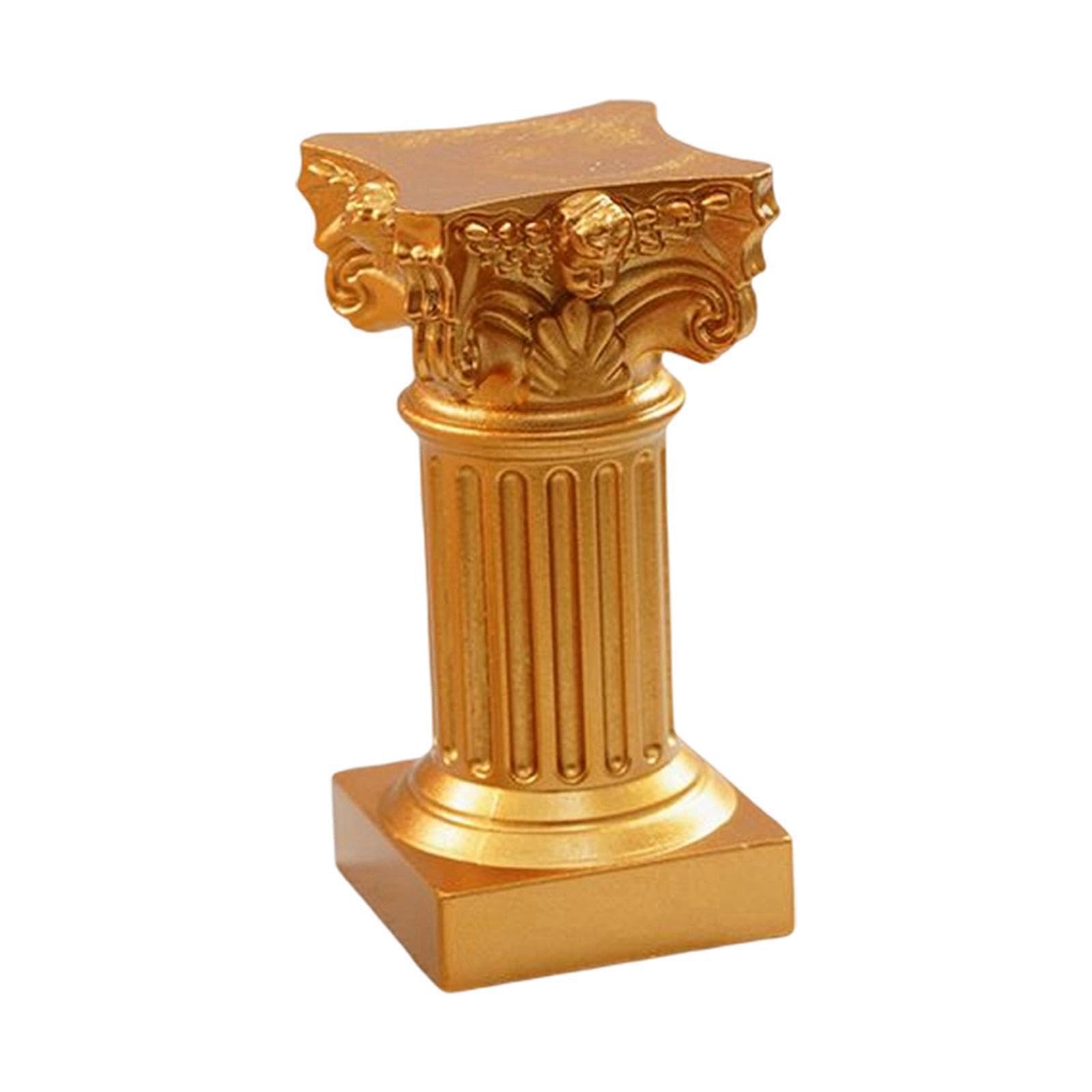 ALCXAZS Beautiful Vintage Roman Pillar Statue Pedestal Stand for Wedding Home Decor Greek Figurine, Golden, 3.3x6.8cm