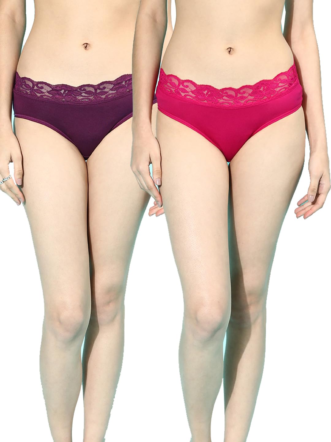 leading lady Women's Cotton Bikini Panties with Lace Waistband | Soft & Stretchable | Mid Rise | Pack of 2-picture-40