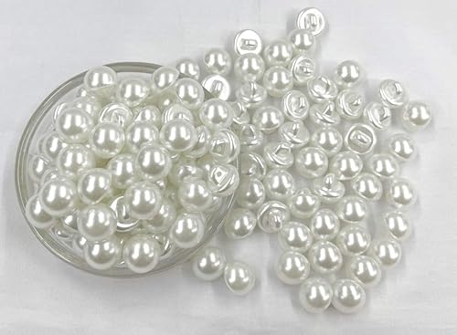 Miniatura 3 de 100 botones redondos blancos de perlas de resina de 0.551 in con forma de hongo con agujero para coser ropa, vestido, suéter, manualidades,
