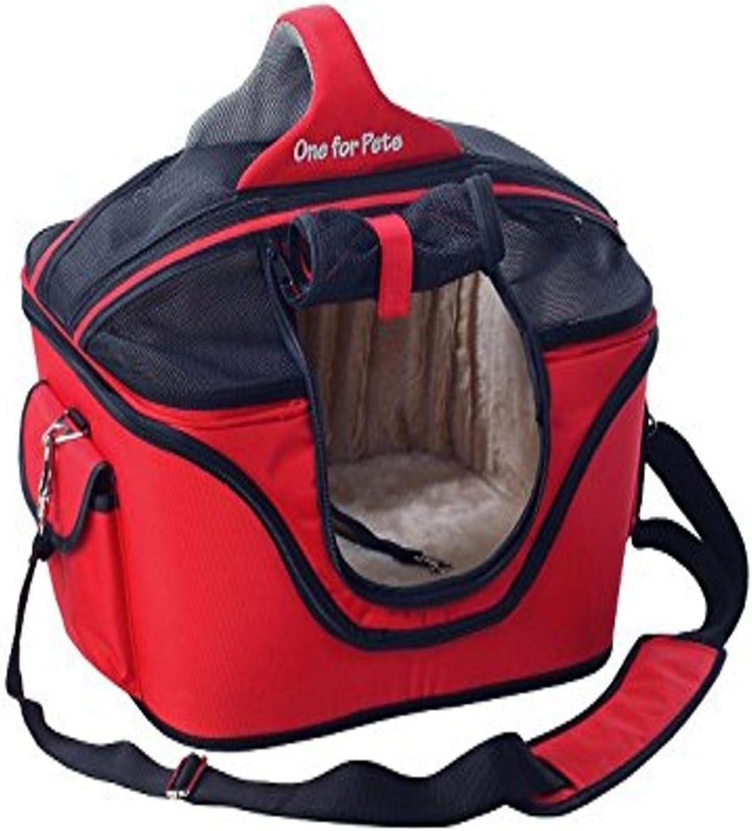 One for Pets Deluxe Cozy Dog Cat Carrier, Mini, Red, Airplane Approved Size Soft