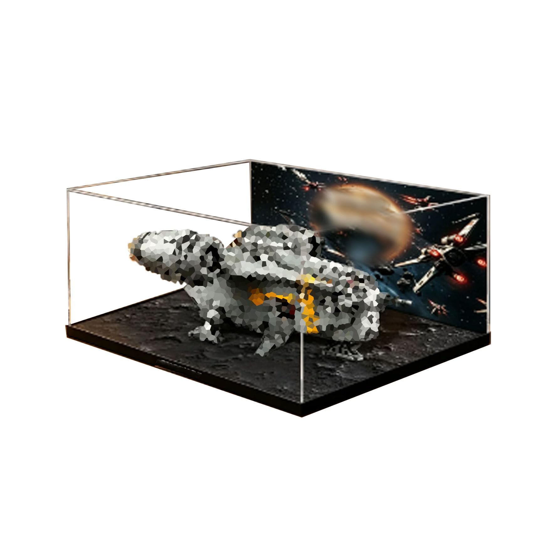 Acrylic Display Case for Le-go 75331 Model, Dustproof Display Box (display box only) (StyleA Background 3mm)