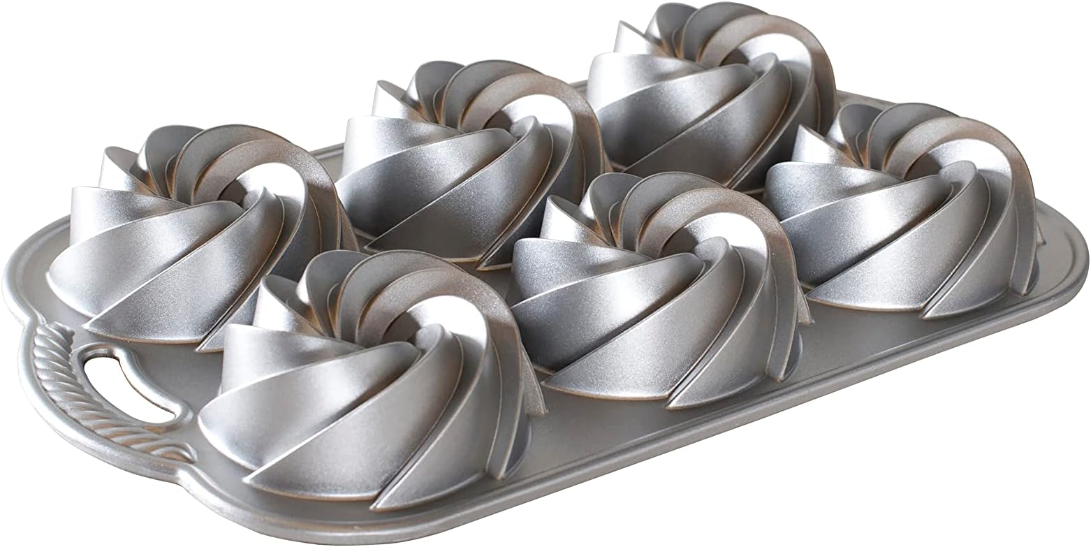 Nordic Ware Heritage Bundtlette Cake Pan, Metallic, Silver
