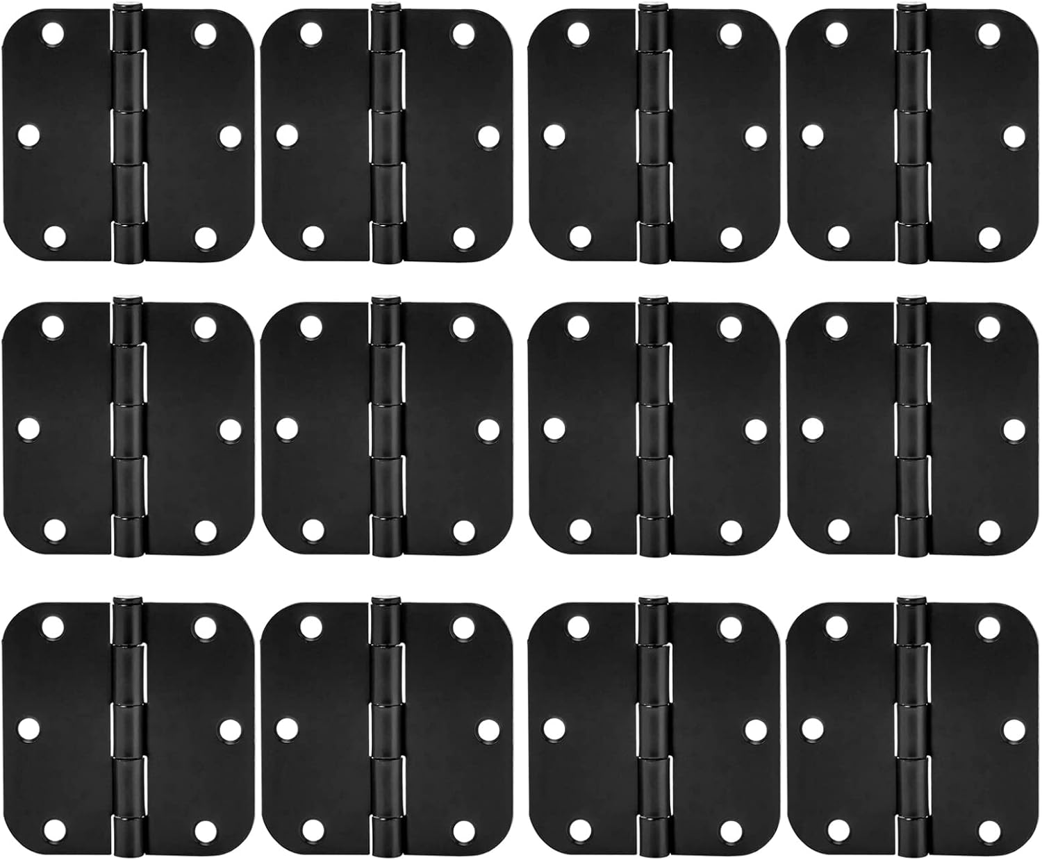 Zion 3x3 Door Hinges Heavy Duty Matte Black Round Door Hinges for