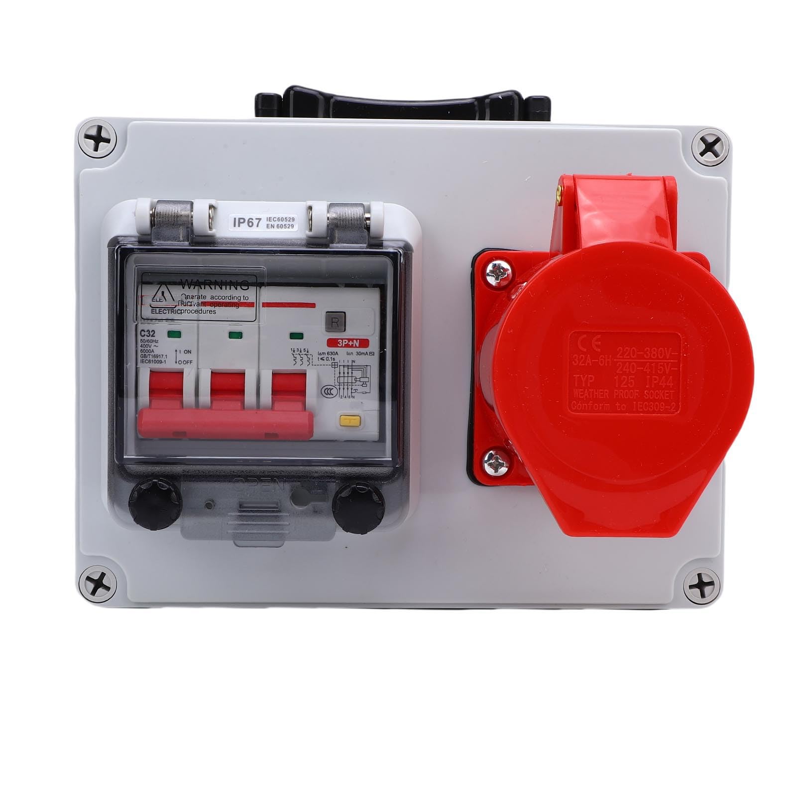 Asixxsix Scatola di Derivazione Industriale, Scatola di Giunzione Elettrica a Prova di Polvere e Acqua IP67, di Distribuzione Presa Portatile con Giunto Abbinato per Fabbrica di Officine da Cantiere