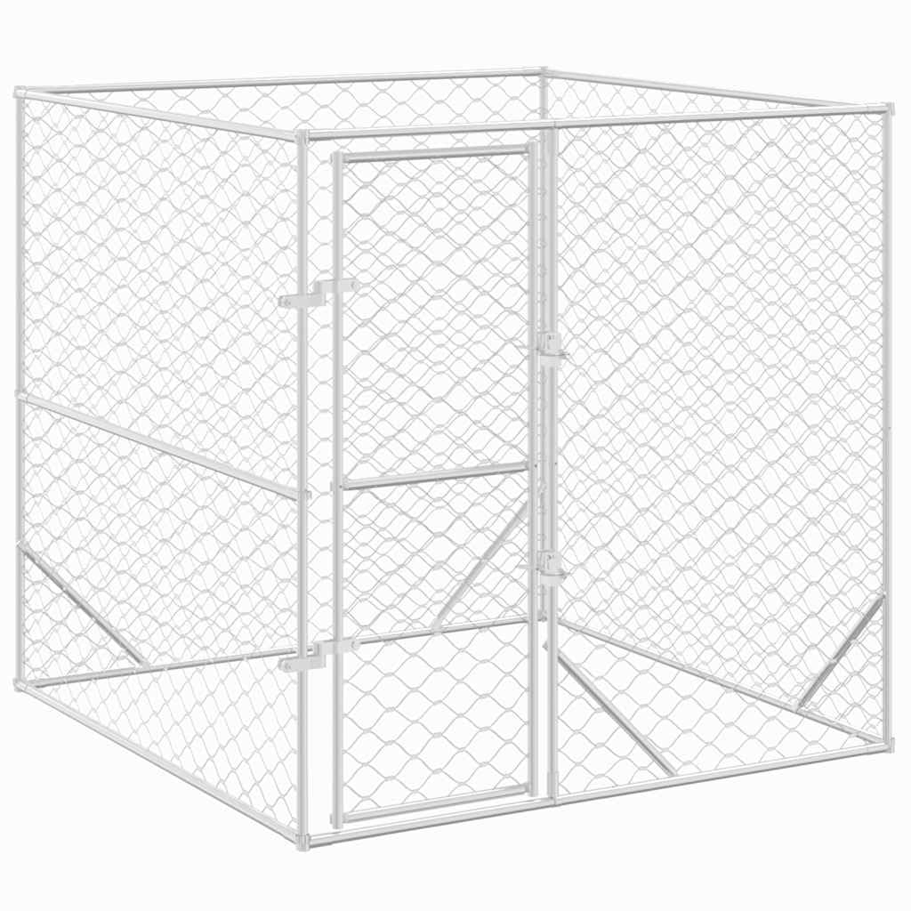 GOLINPEILO Outdoor Dog Kennel with Mesh, Metal Dog Exercise Playpen with Lockable Door, Outdoor Secure Wire Crate Kennel for Chickens Rabbits and Ducks, Silver 6.6'x6.6'x6.6' Galvanized Steel,-452