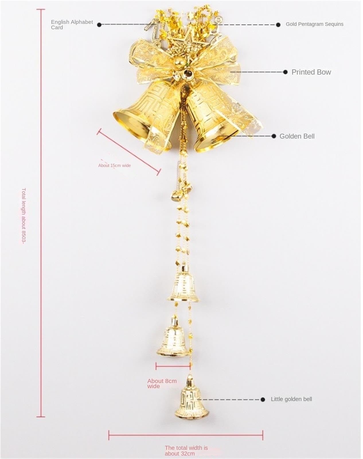 Campanelle Natale Campane da Appendere for Decorazioni Natalizie 2 Pezzi for Albero di Natale Portafortuna con Fiocco Decorazioni(Rot)