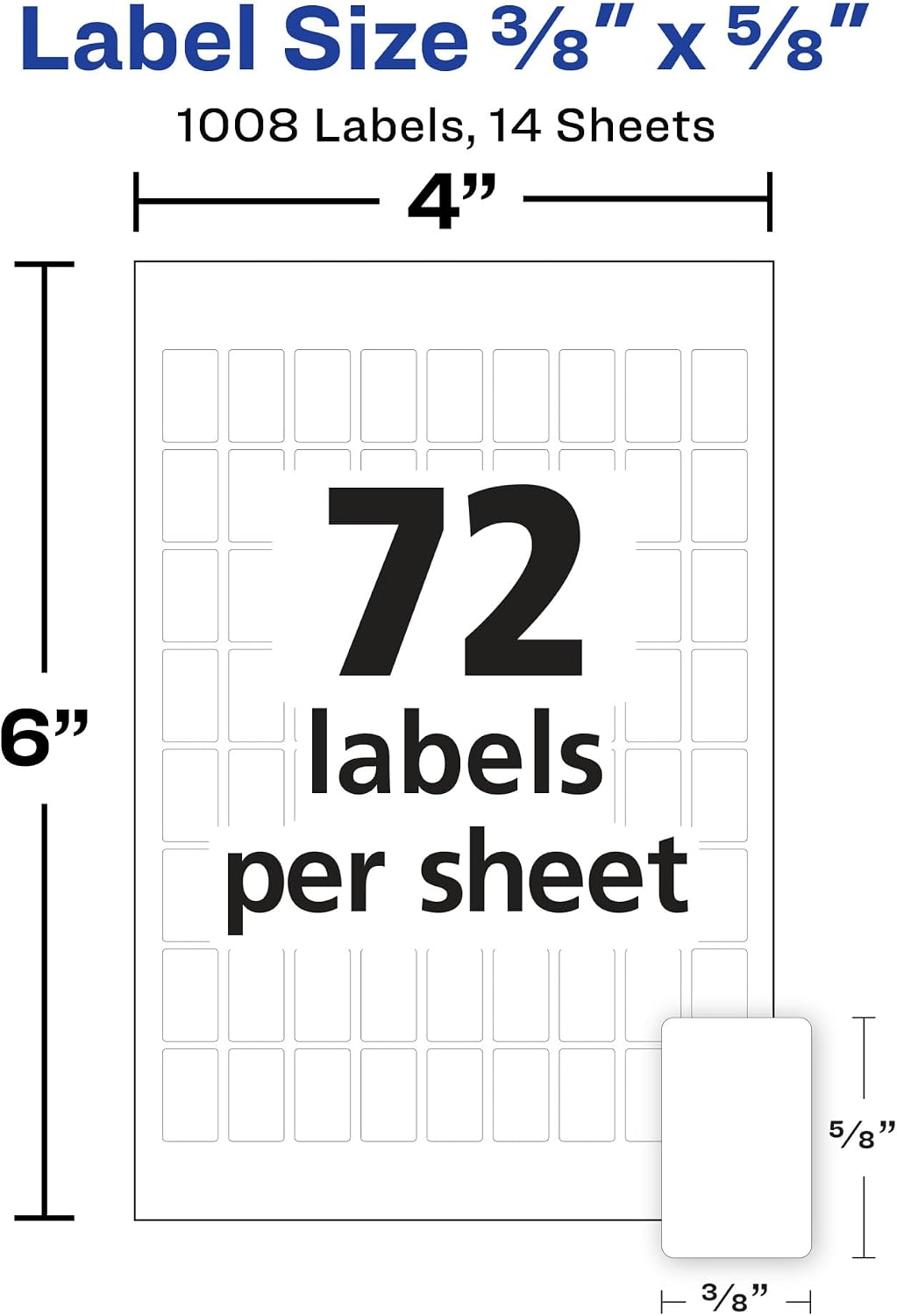Avery® Multi-Use Removable Labels, 3/8" x 5/8", White, Non-Printable, 1,008 Blank Labels Total (5414) image 3