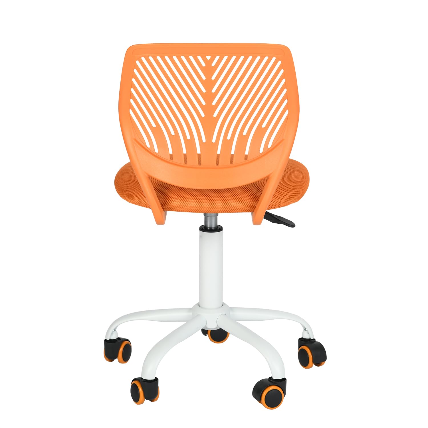 FurnitureR Sedia ergonomica compatta per scuola, schienale in rete traspirante, altezza regolabile, arancione